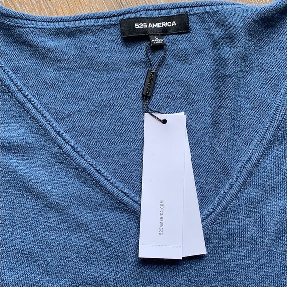 525 AMERICA Cashmere Blend VNeck Blue Frey Sweater - Picture 7 of 11